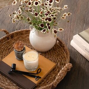 New 15" Oversized Natural Seagrass Round Salter Woven Tray